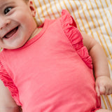 Garment Dye Flutter One-Piece - Raspberry