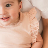 Garment Dye Flutter One-Piece - Soft Peony