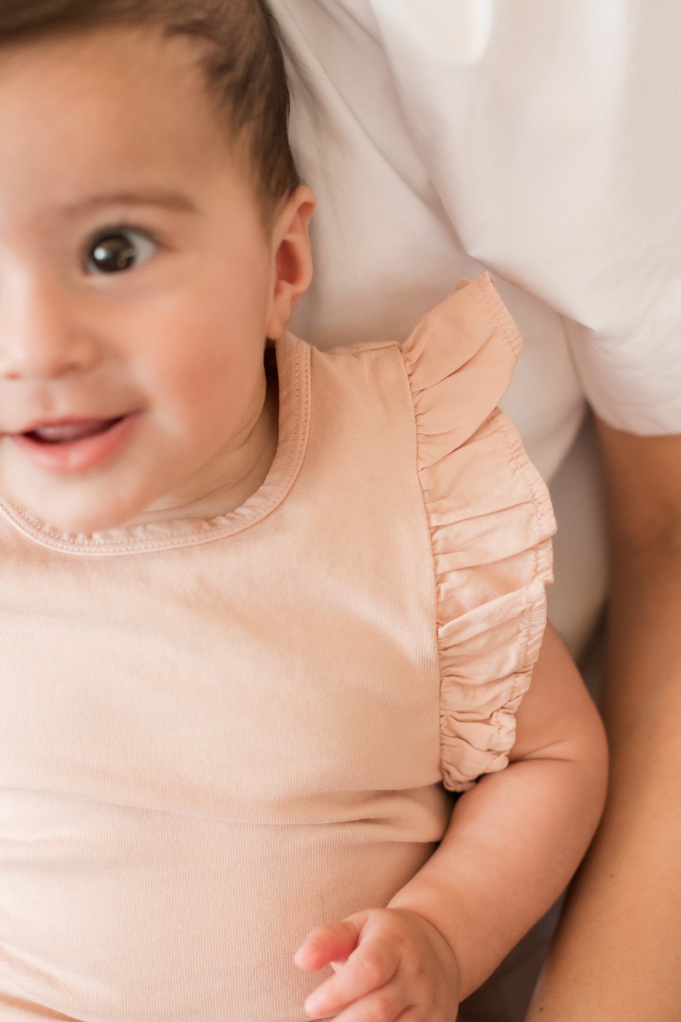 Garment Dye Flutter One-Piece - Soft Peony