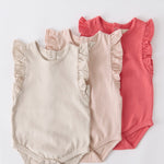 Garment Dye Flutter One-Piece - Soft Peony