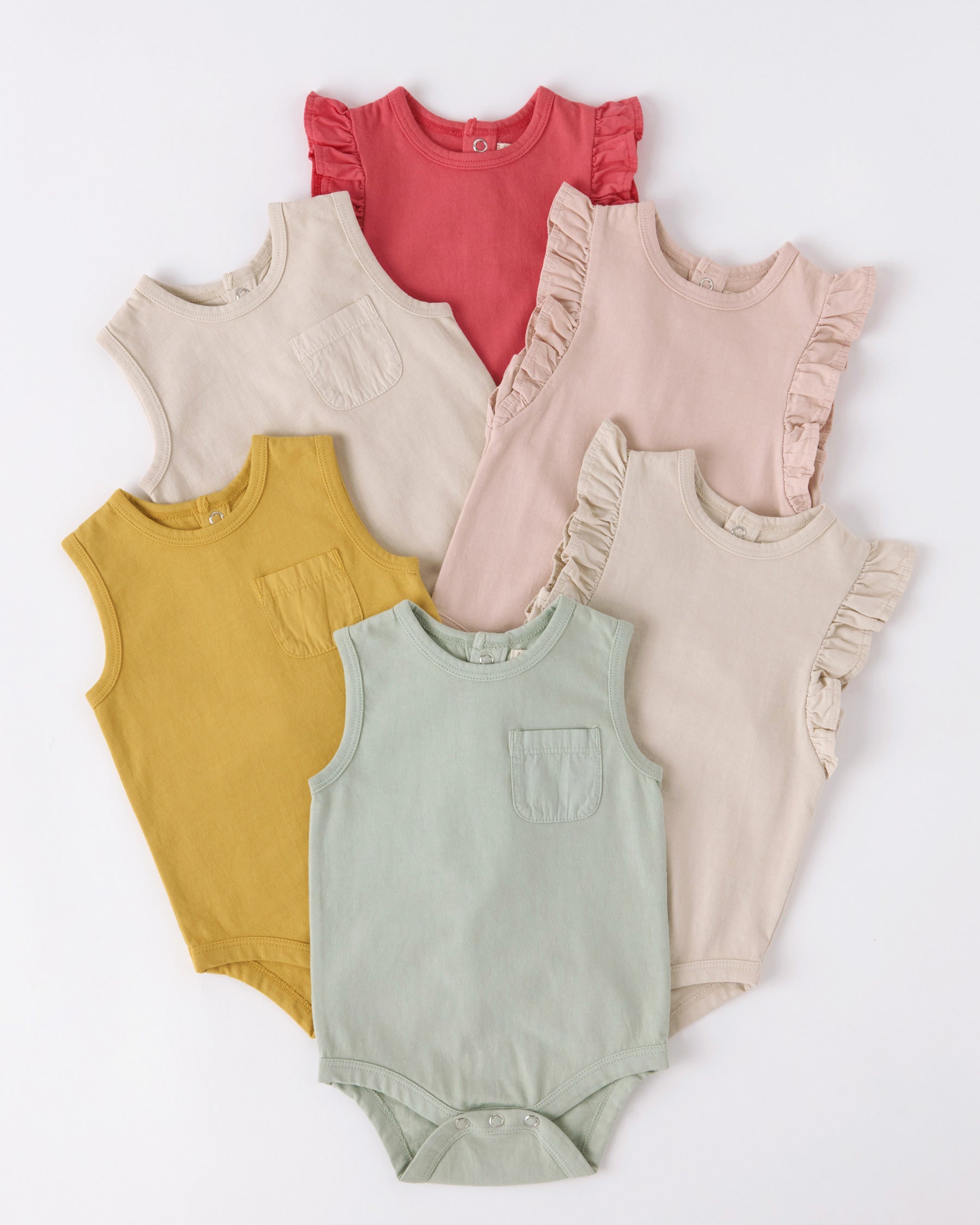 Garment Dye Flutter One-Piece - Soft Peony