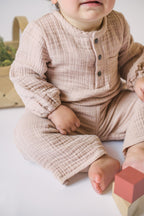 muslin one piece fawn