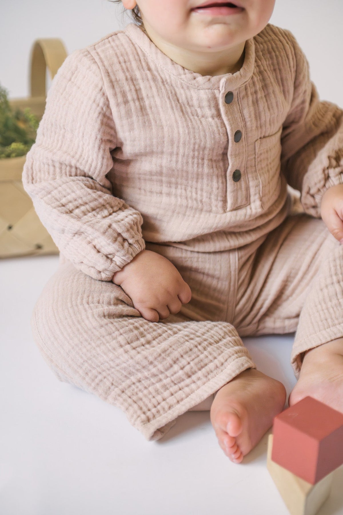 muslin one piece fawn
