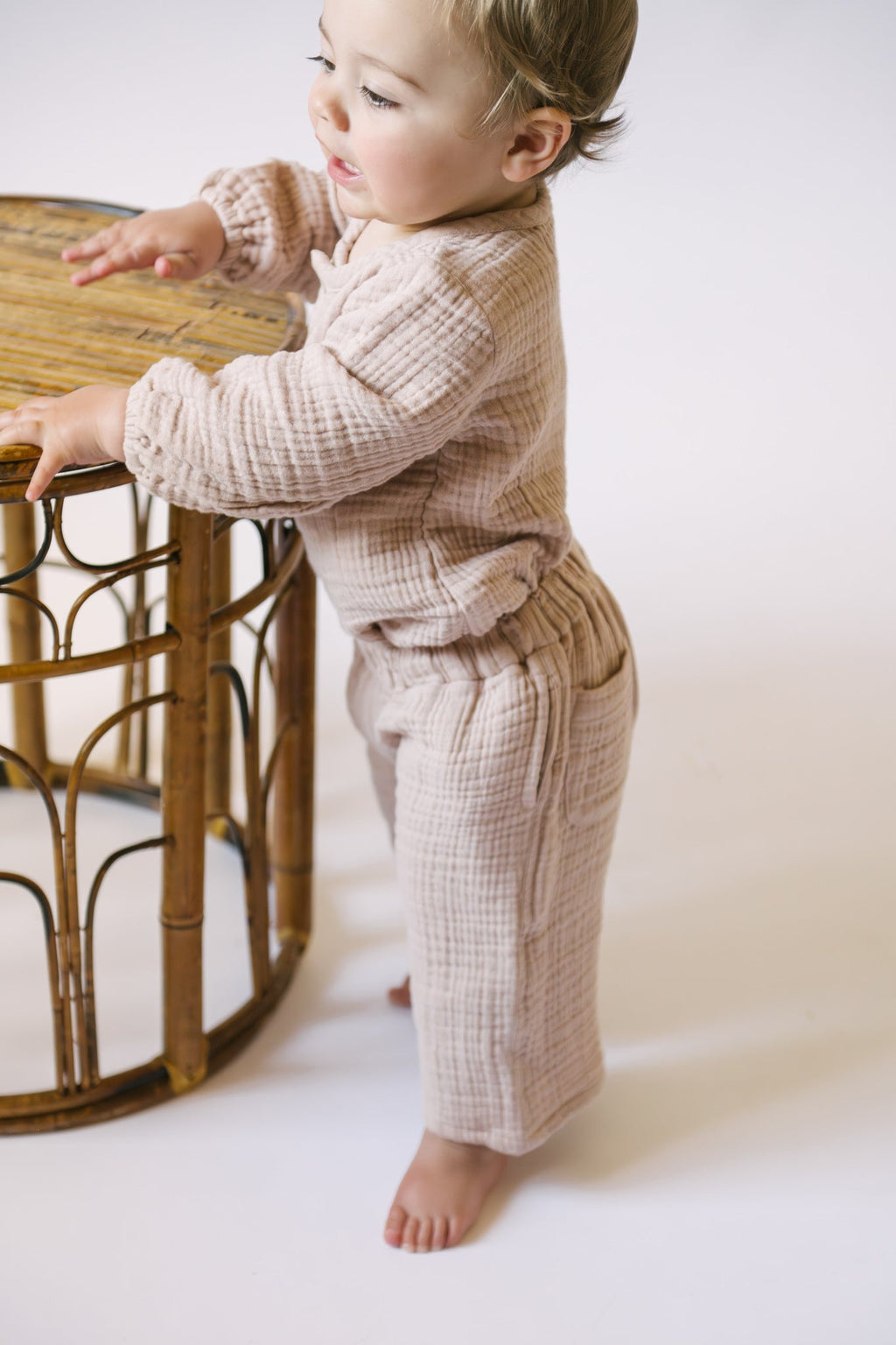 muslin one piece fawn