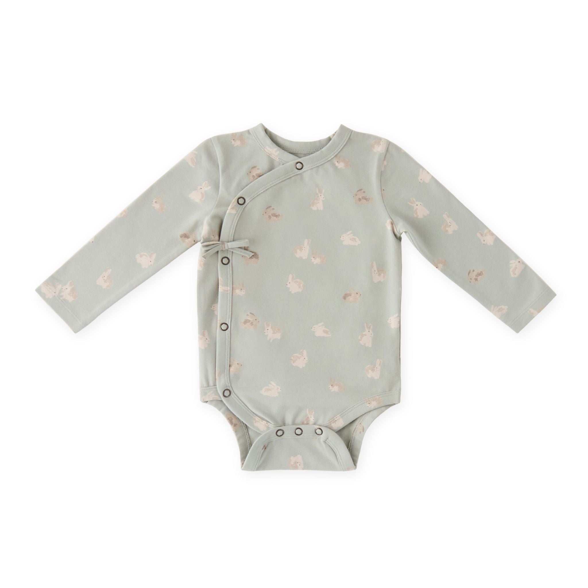 the littles long sleeve kimono one piece hoppy bunny in blues pattern