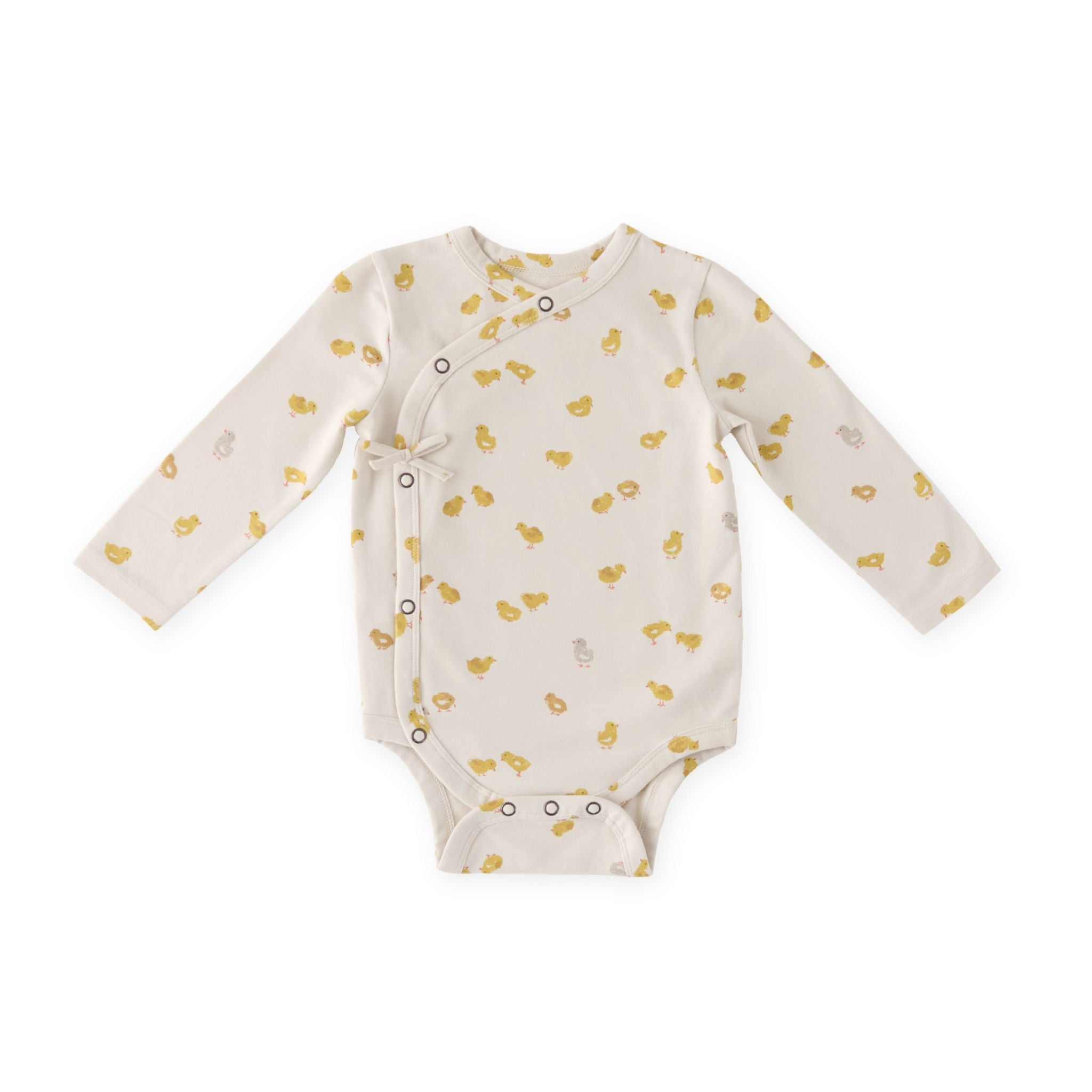 the littles long sleeve kimono one piece cheerful chick in yellows pattern