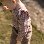 Flannel Long Sleeve Smocked One-Piece - Thistle/Light Thistle