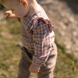 Flannel Long Sleeve Smocked One-Piece - Thistle/Light Thistle