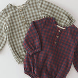 Flannel Long Sleeve One-Piece - Mulberry/Ink