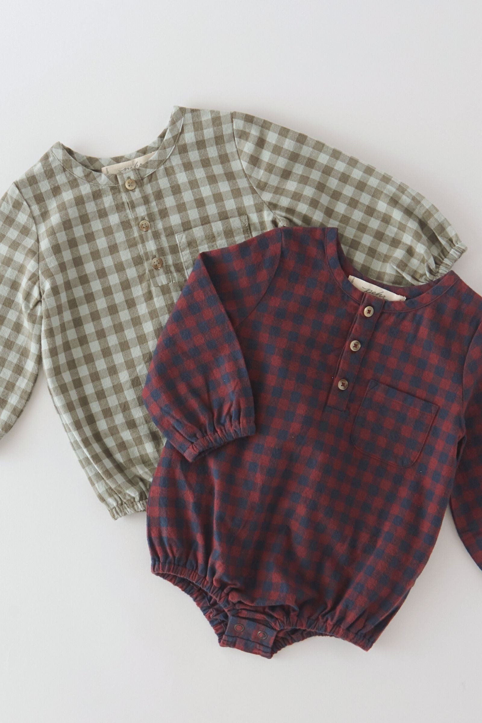 Flannel Long Sleeve One-Piece - Sage/Light Sage