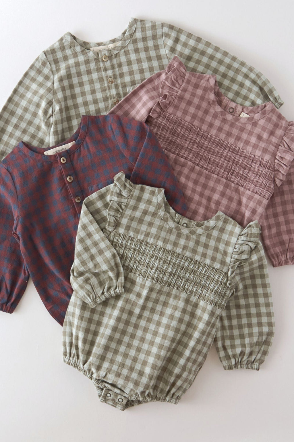 flannel long sleeve one piece sage/light sage