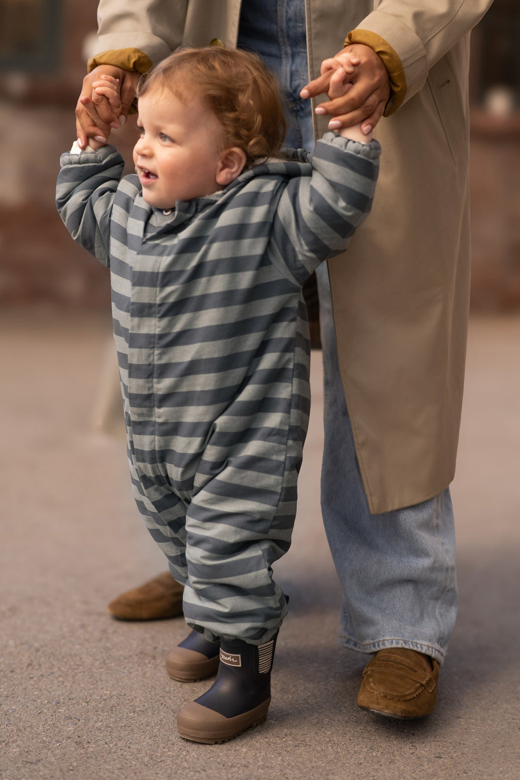 sherpa lined storm suit indigo stripe