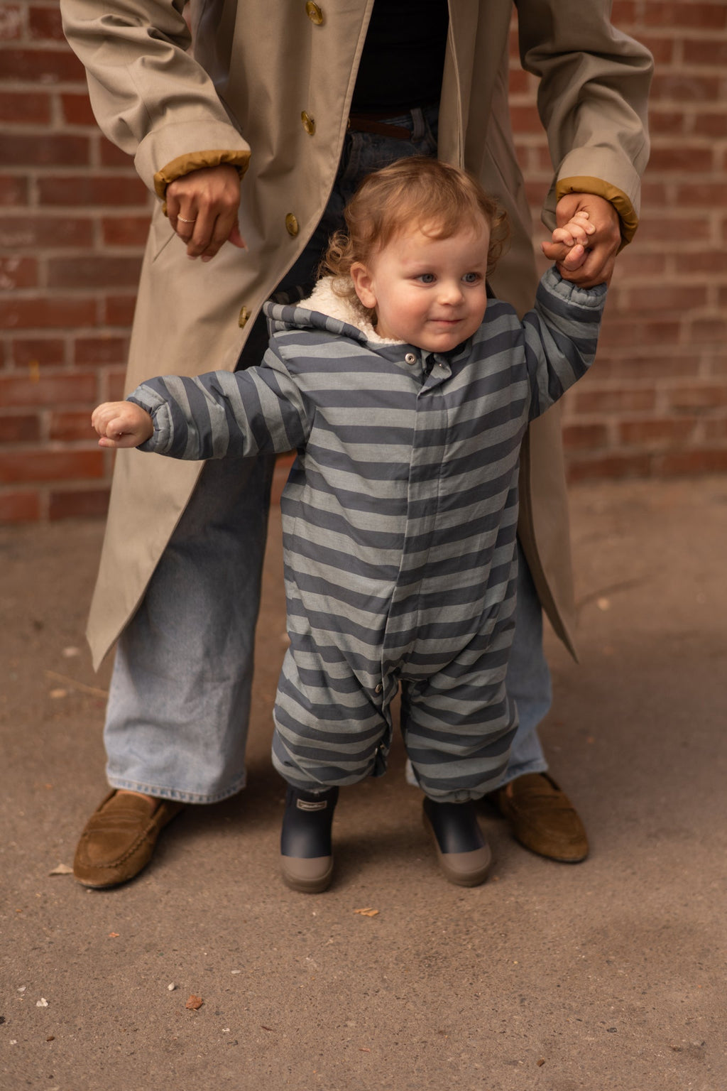 sherpa lined storm suit indigo stripe