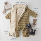 sherpa lined storm suit indigo stripe