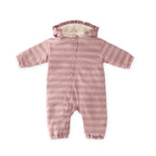 sherpa lined storm suit with ruffles thistle stripe in pinks pattern