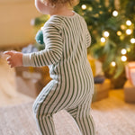 Ribbed Baby Sleeper - Stripes Away Evergreen
