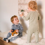 Ribbed Baby Sleeper - Stripes Away Evergreen