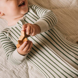 Ribbed Baby Sleeper - Stripes Away Evergreen