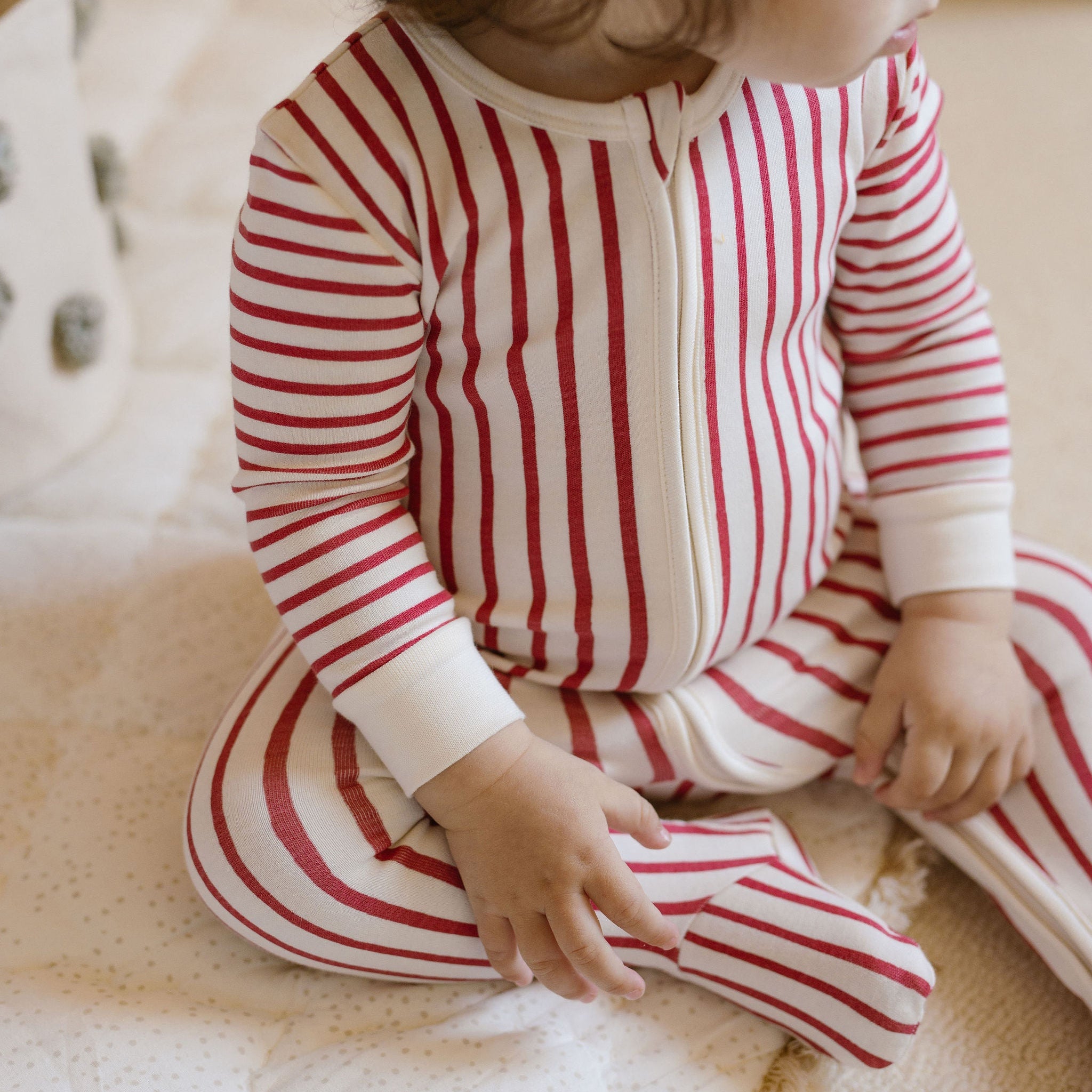 Ribbed Baby Sleeper - Stripes Away Berry