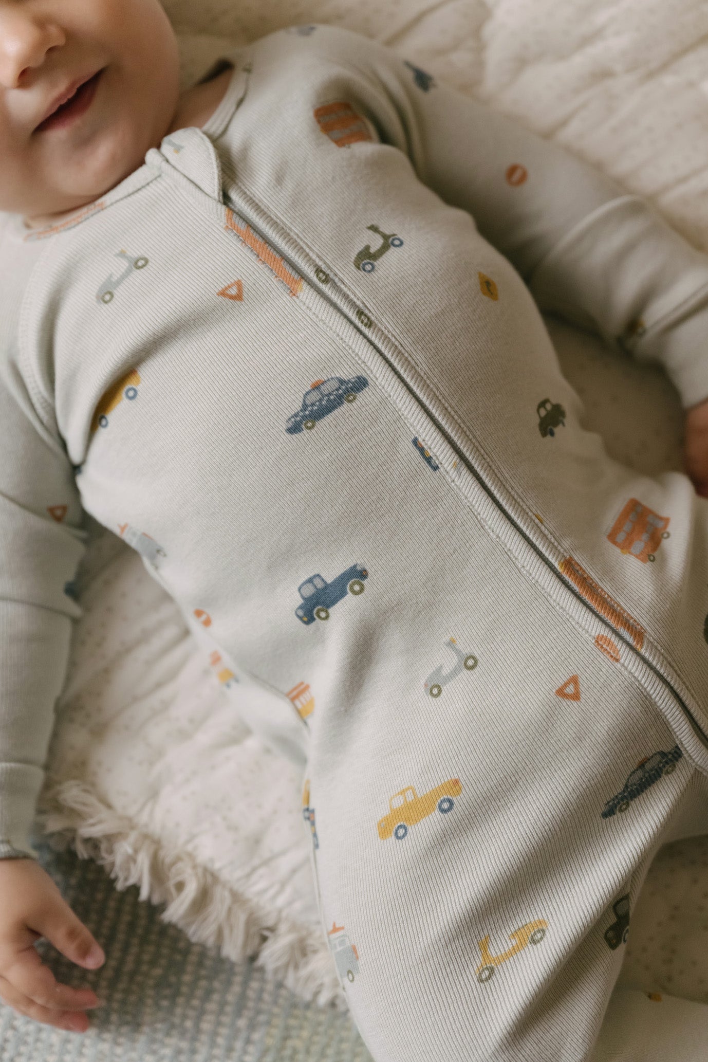 baby ribbed baby sleeper rush hour mist