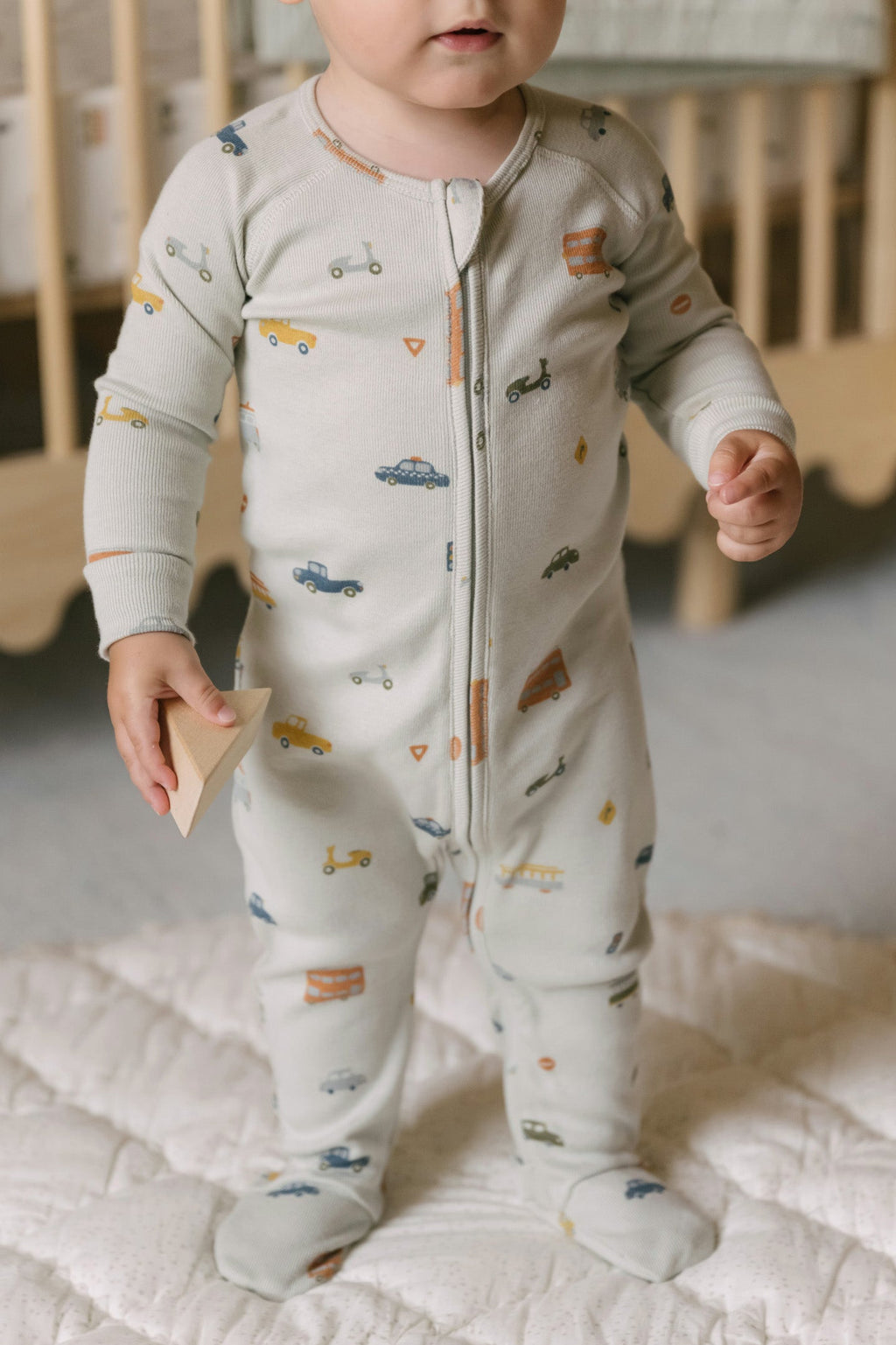 baby ribbed baby sleeper rush hour mist