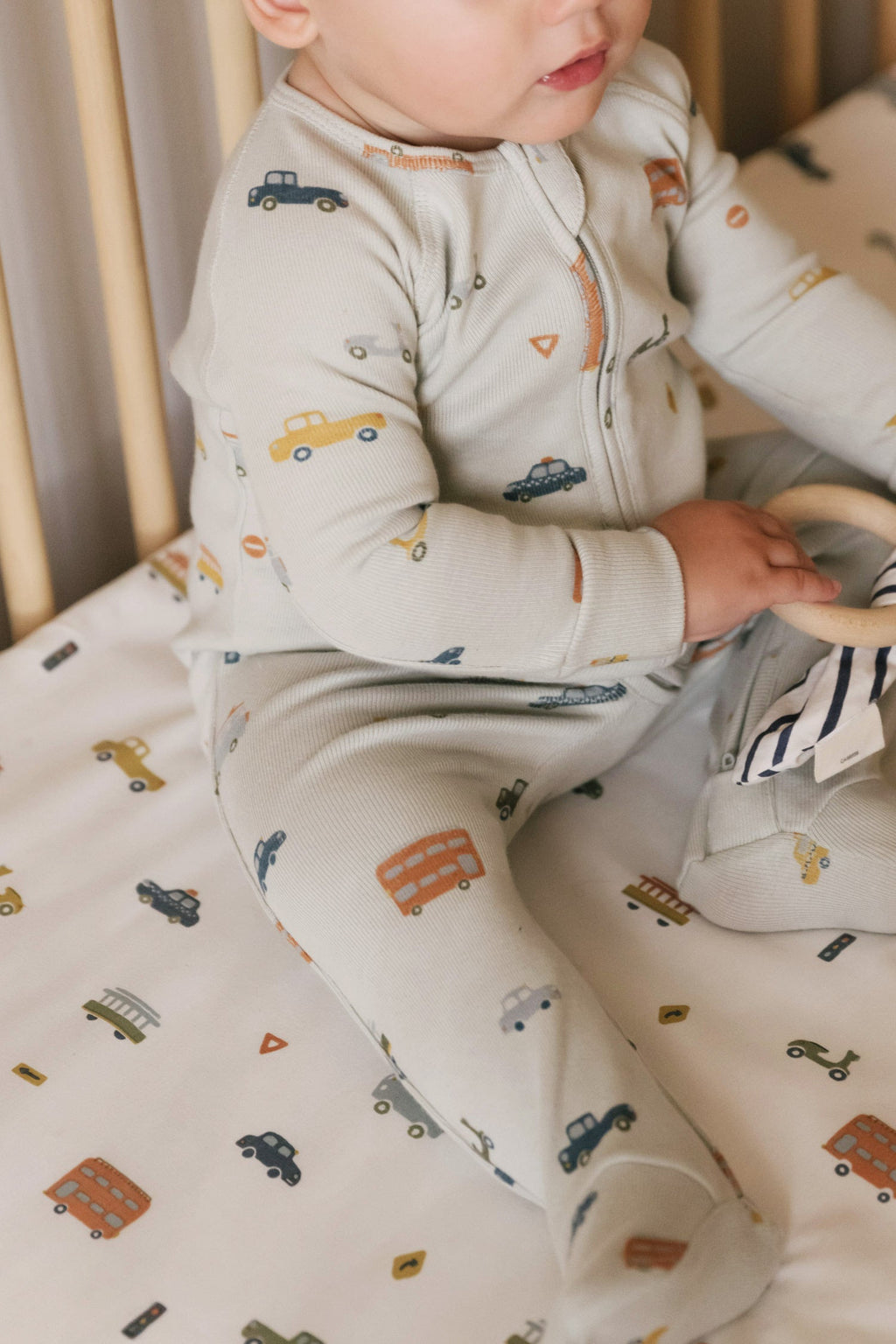 baby ribbed baby sleeper rush hour mist
