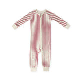 Ribbed Baby Footless Sleeper - Stripes Away Berry