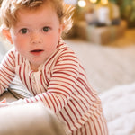 Ribbed Baby Footless Sleeper - Stripes Away Berry