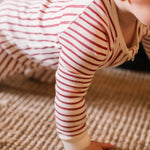 Ribbed Baby Footless Sleeper - Stripes Away Berry