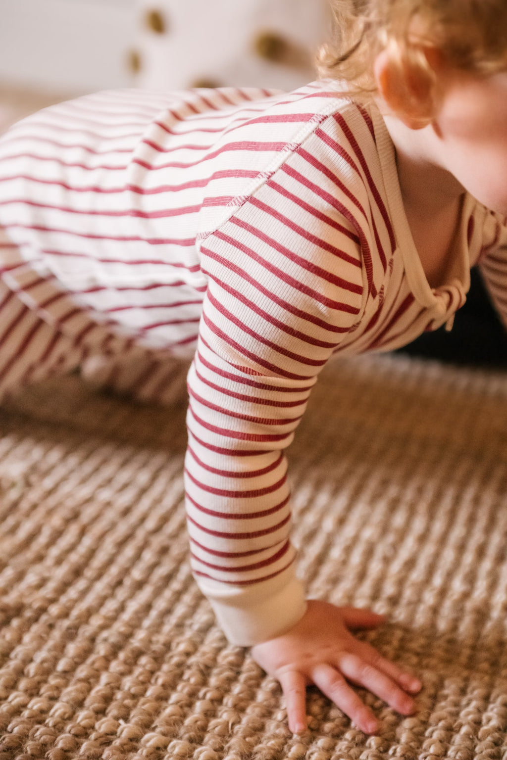 Ribbed Baby Footless Sleeper - Stripes Away Berry