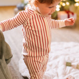 Ribbed Baby Footless Sleeper - Stripes Away Berry