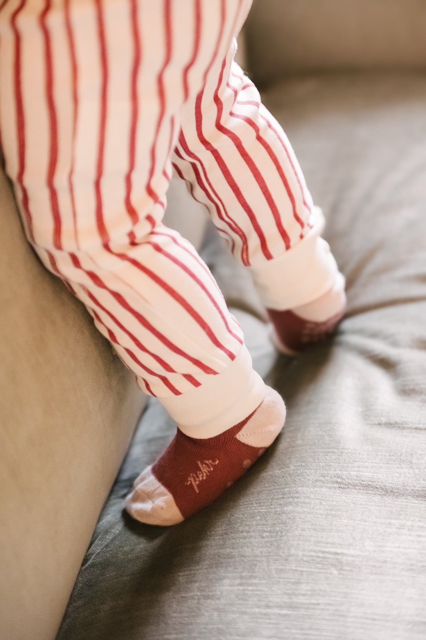 Ribbed Baby Footless Sleeper - Stripes Away Berry
