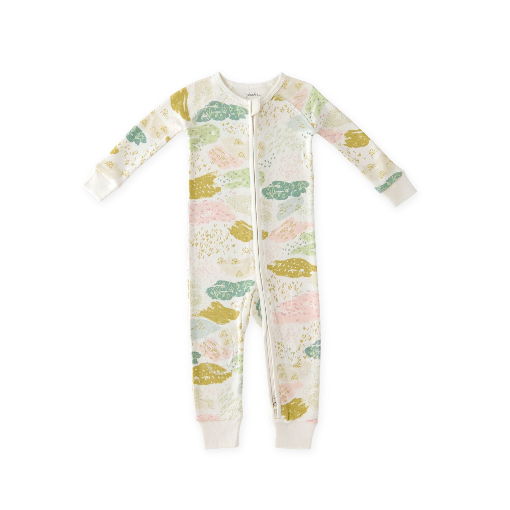 baby ribbed baby footless sleeper happy valley in greens pattern