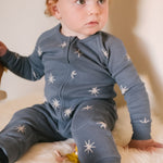 Ribbed Baby Footless Sleeper - Starry Midnight