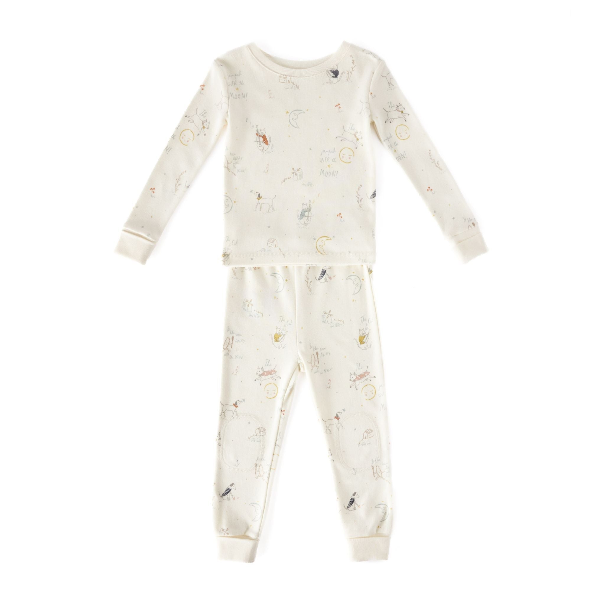 toddler ribbed toddler pajama over the moon in neutrals pattern