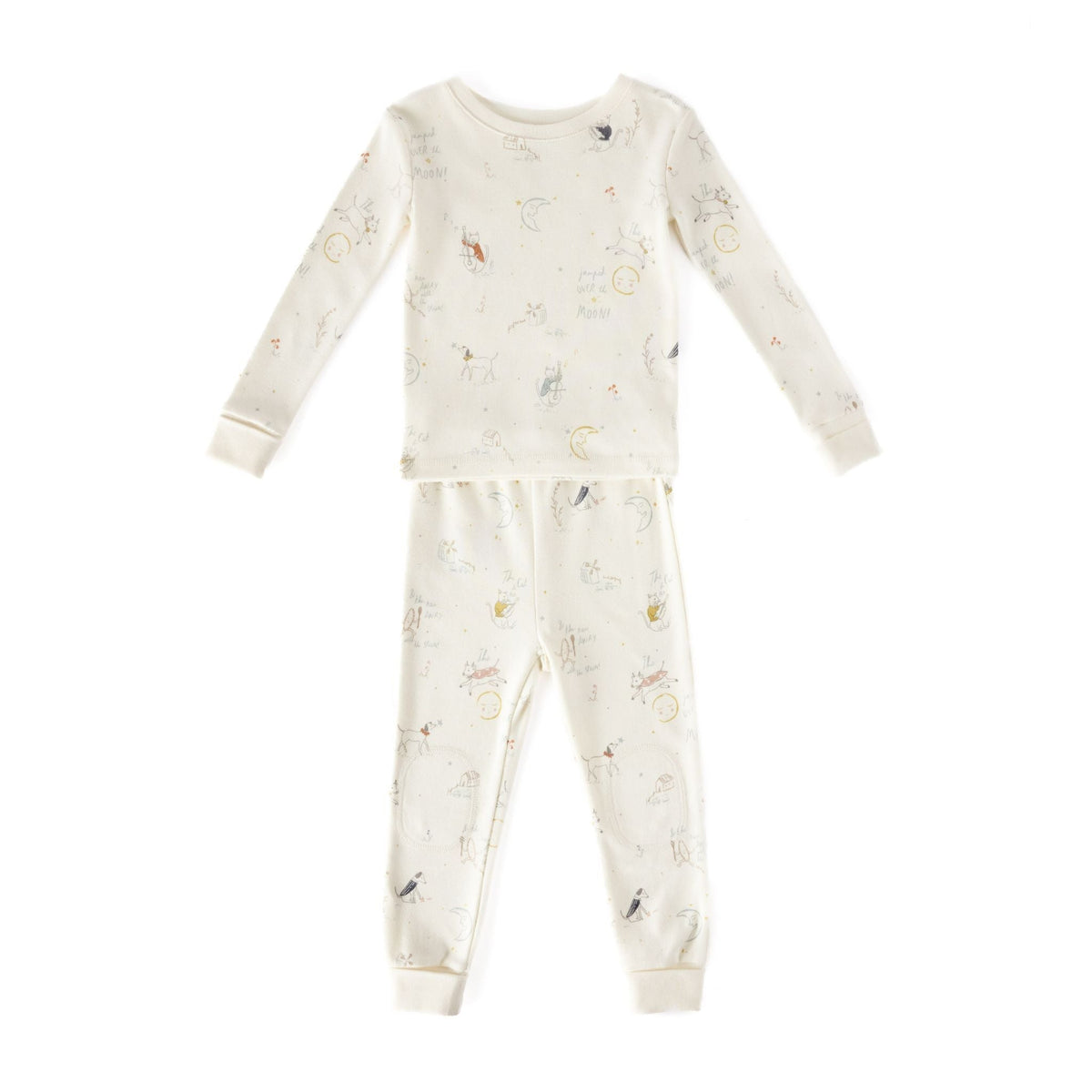 toddler ribbed toddler pajama over the moon in neutrals pattern