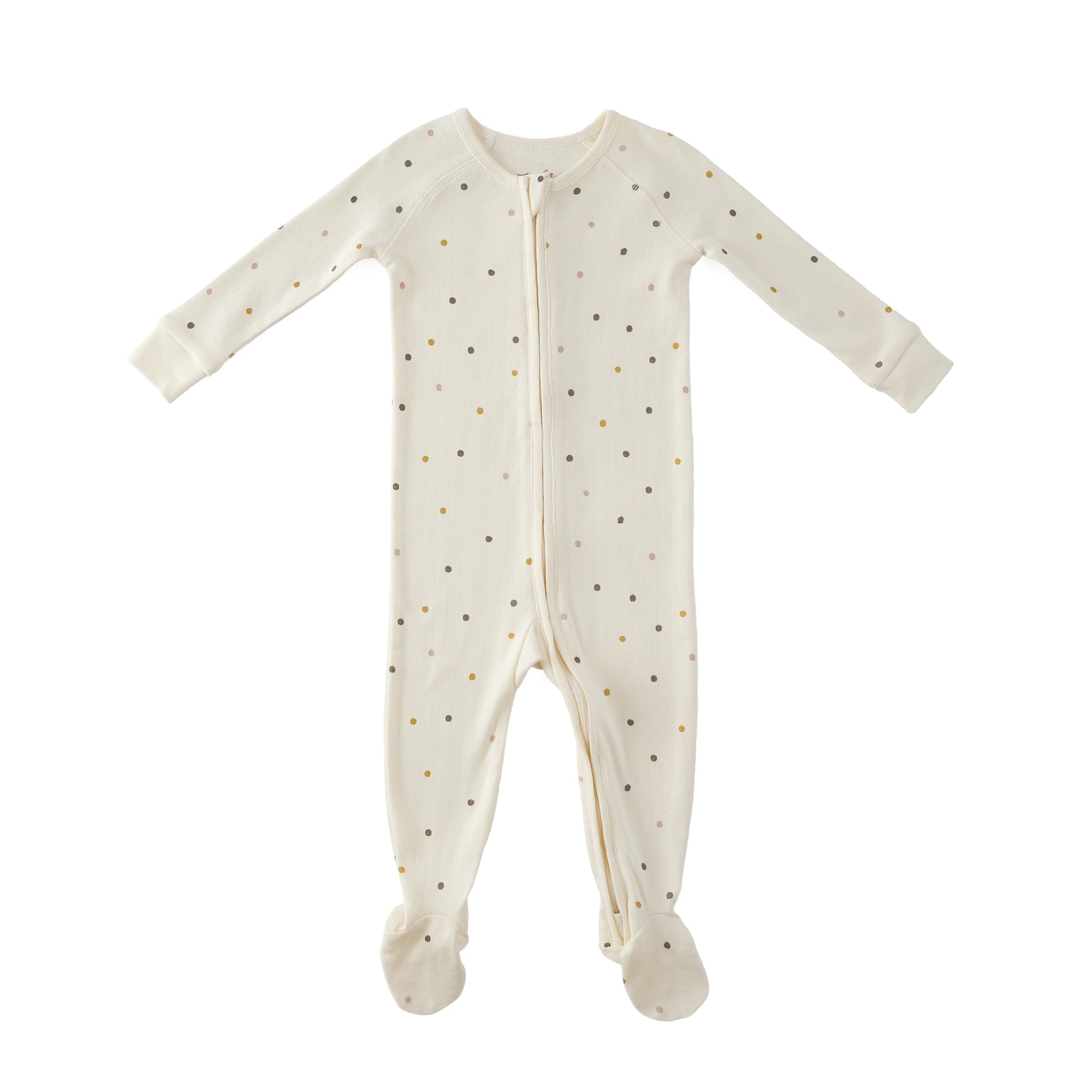 baby pointelle baby sleeper polka dotty in neutrals pattern