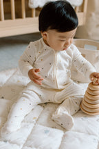 baby pointelle baby sleeper polka dotty