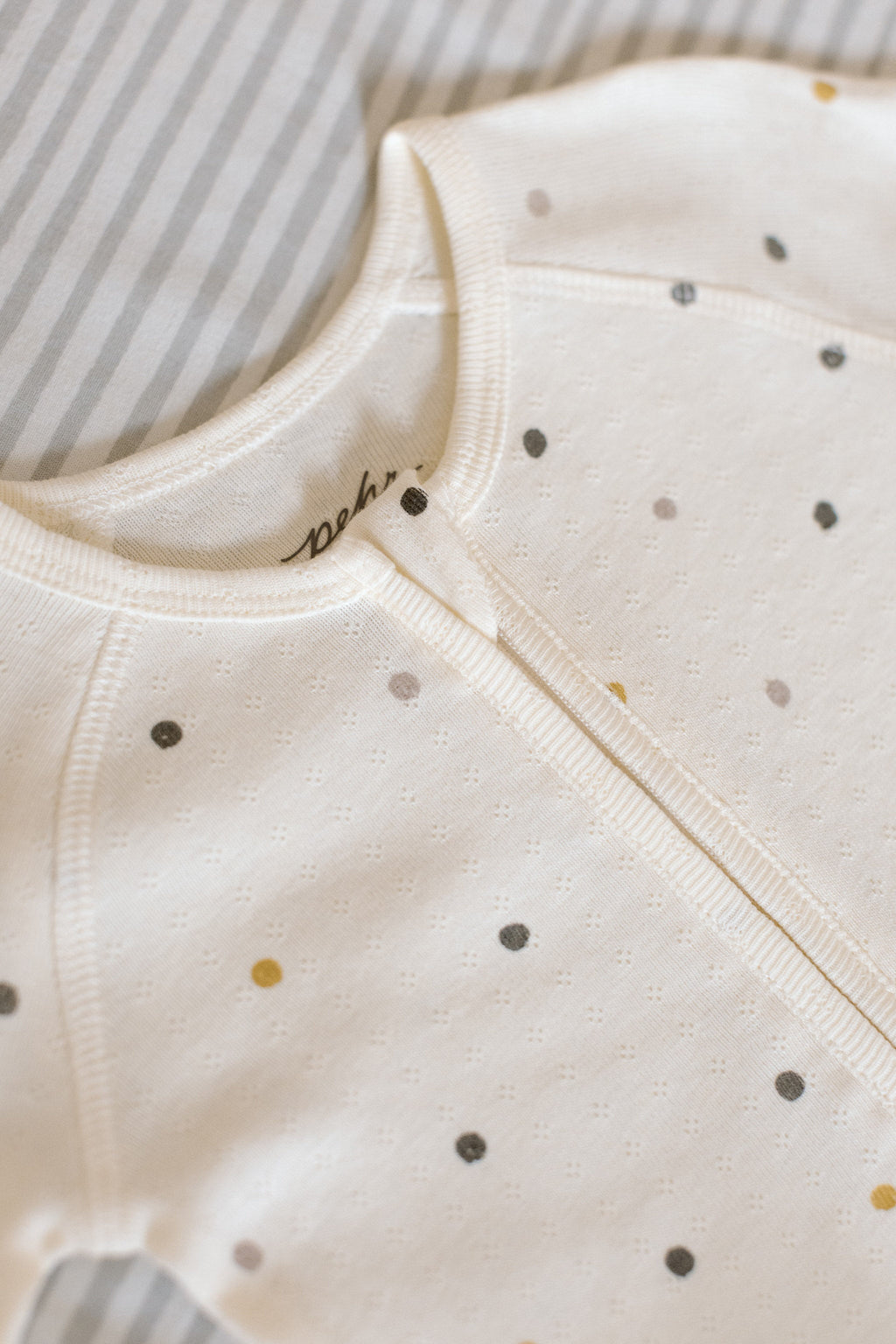 baby pointelle baby sleeper polka dotty