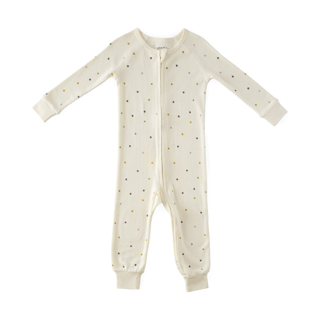 pointelle footless sleeper polka dotty in neutrals pattern