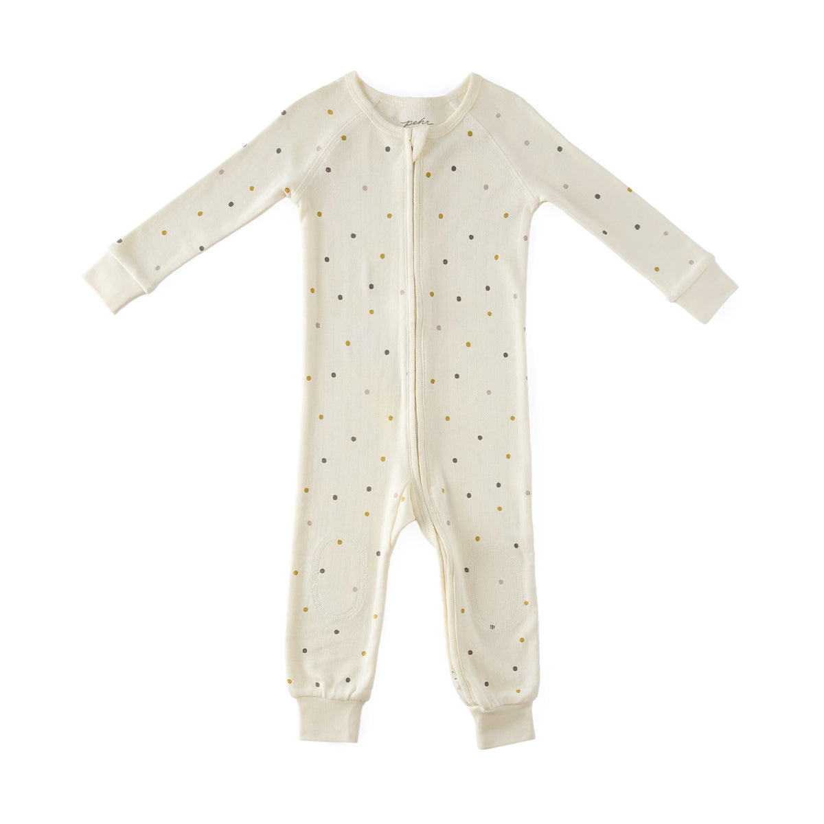 pointelle footless sleeper polka dotty in neutrals pattern