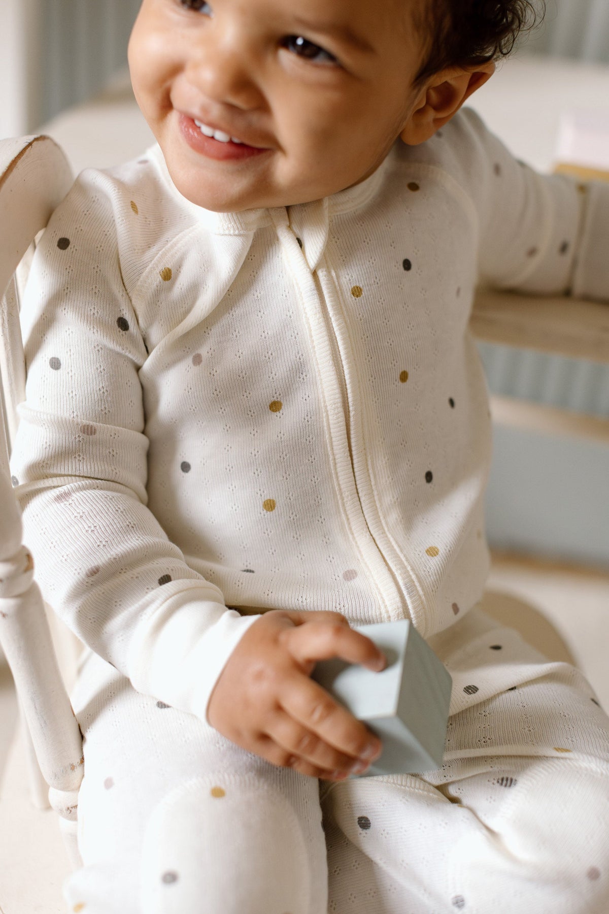 pointelle footless sleeper polka dotty