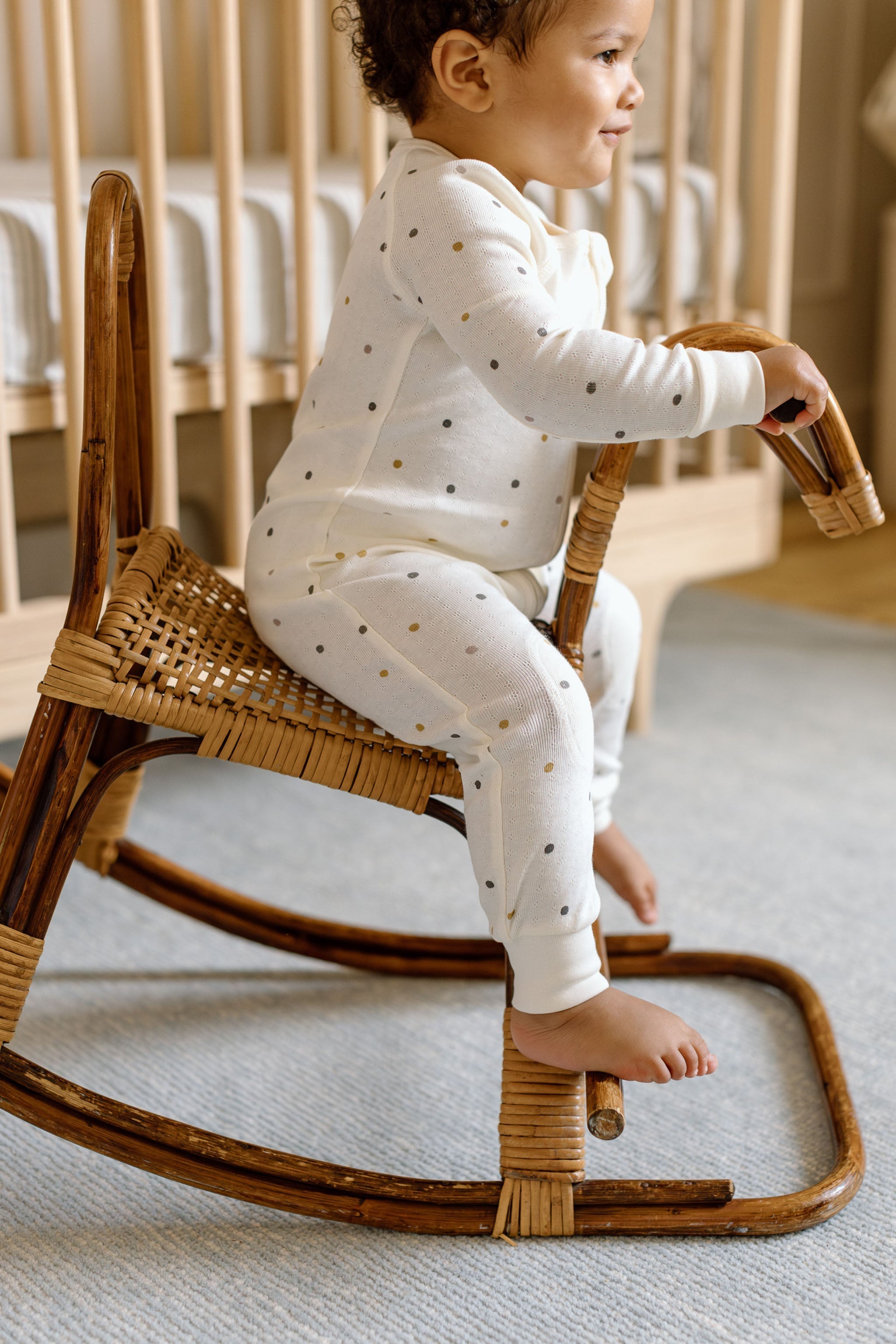 pointelle footless sleeper polka dotty