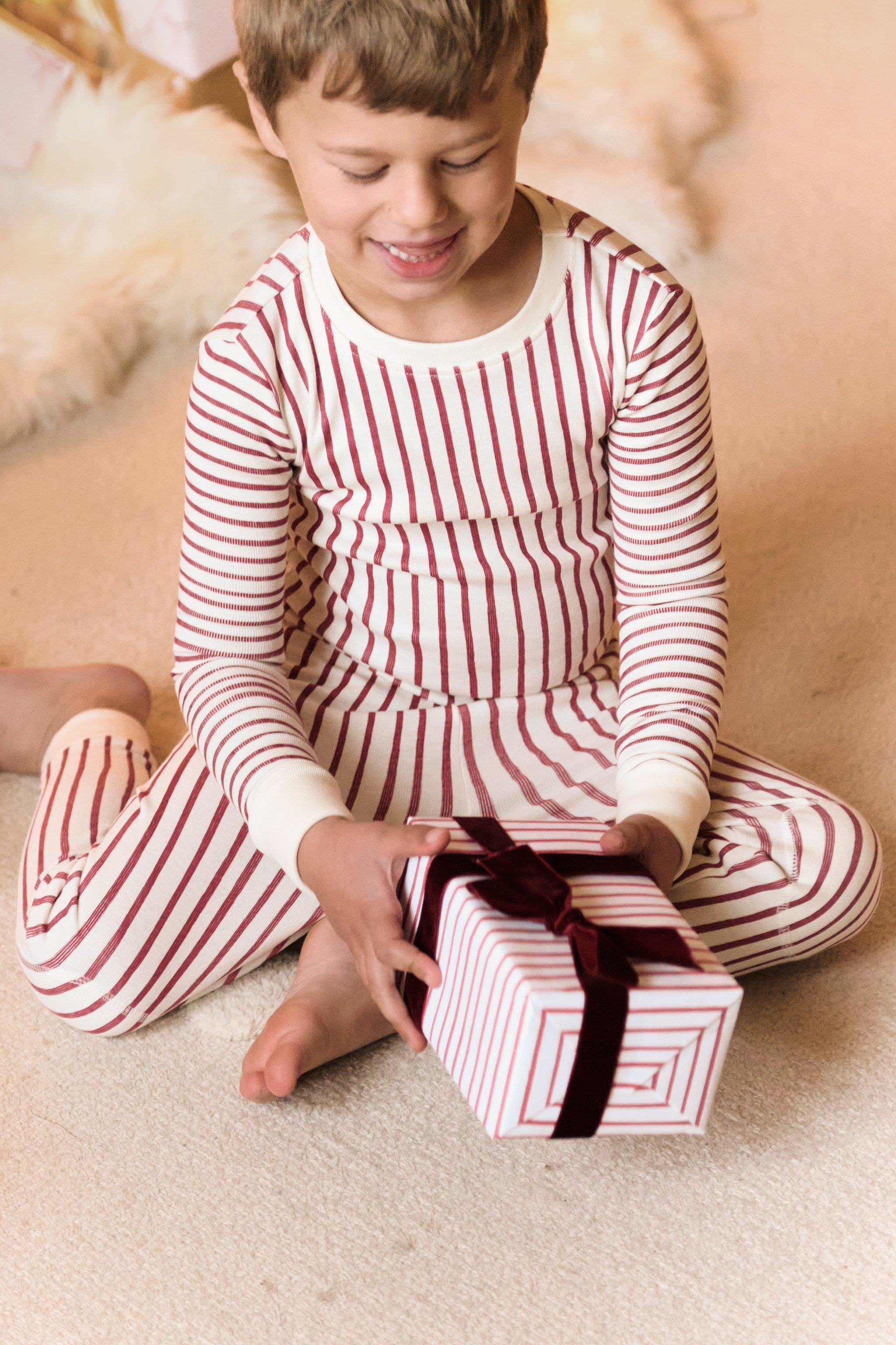 Ribbed Pajama - Stripes Away Berry