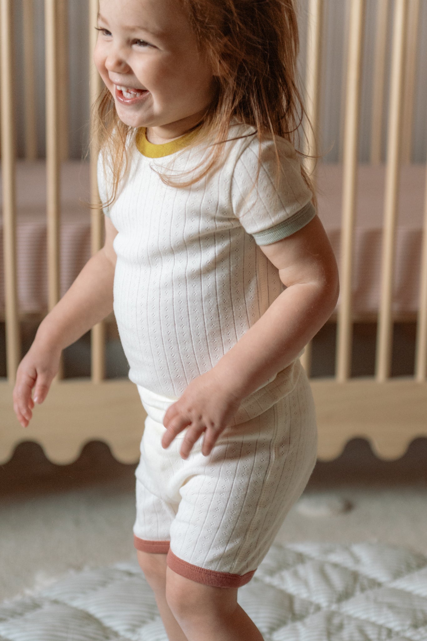 Pointelle Short Sleeve Pajama - Rainbow