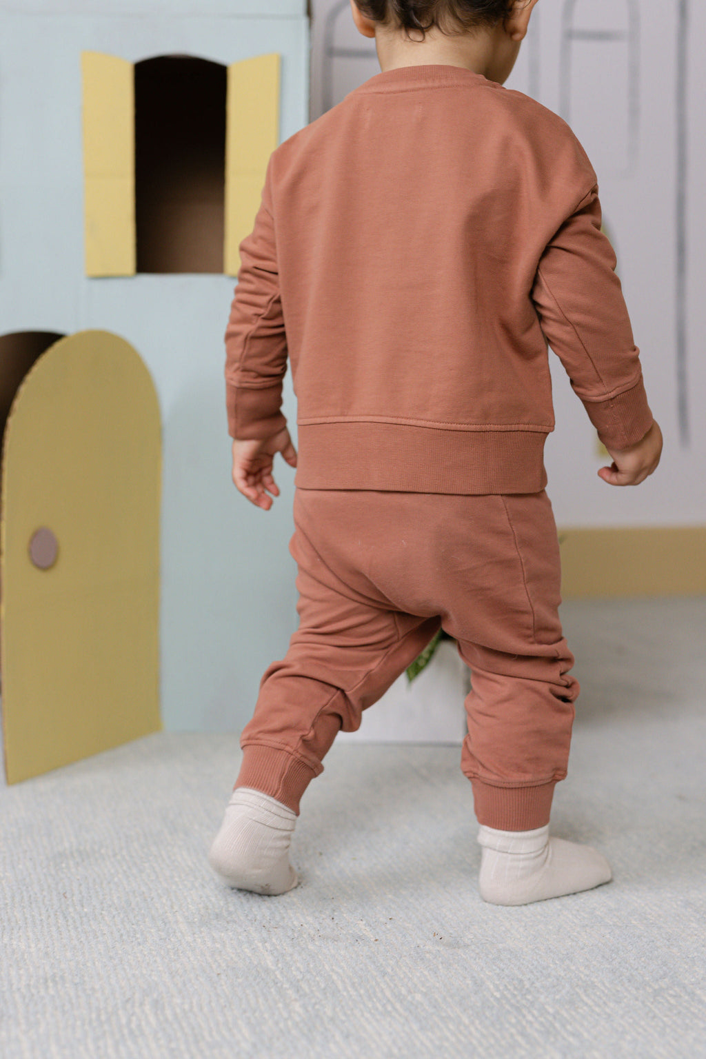 french terry harem pant clay