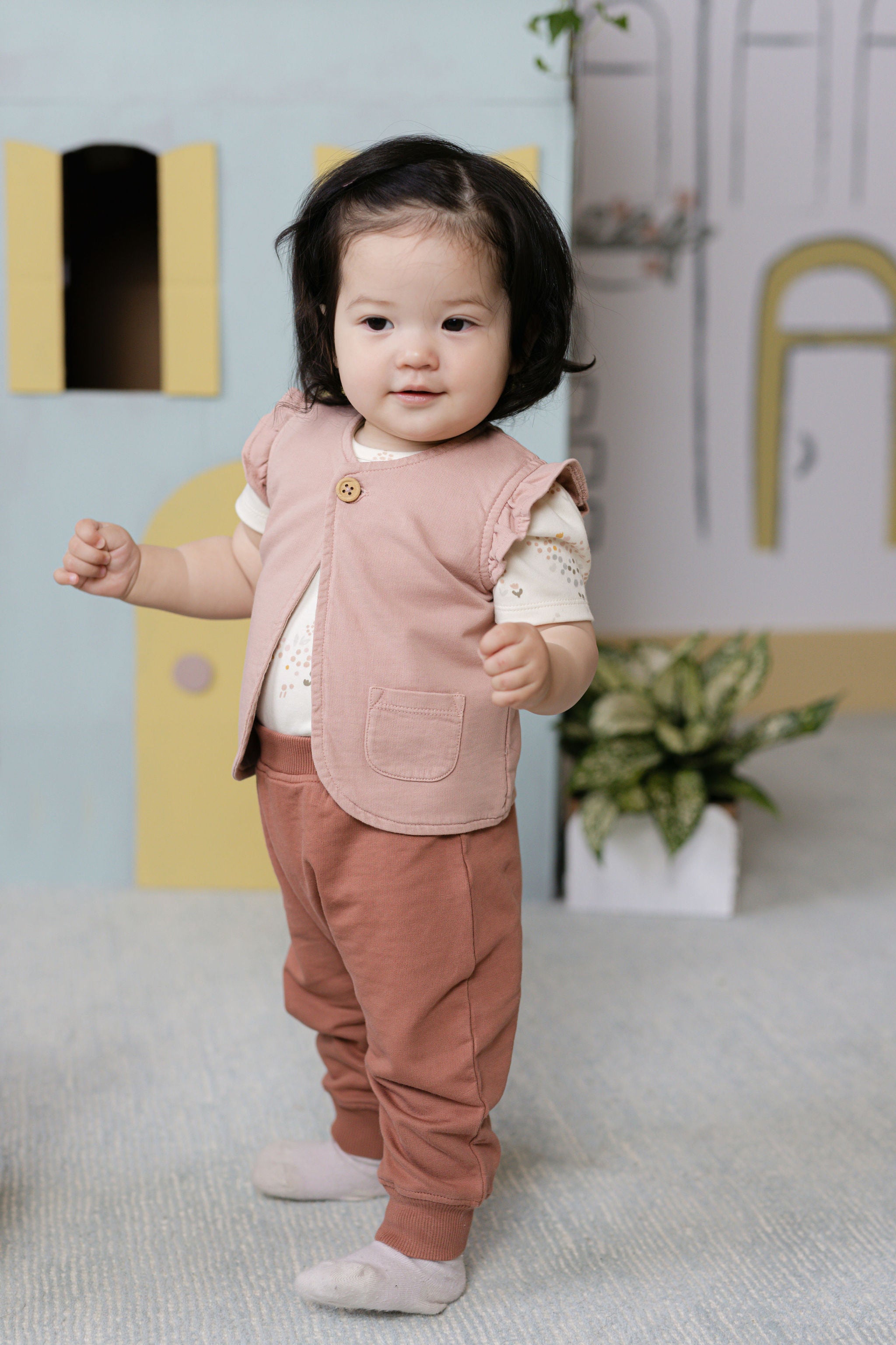 french terry harem pant clay