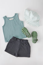 garment dye short ink blue