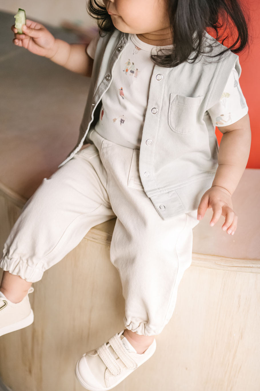 baby vintage twill baby utility jogger natural