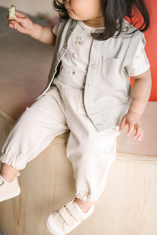baby vintage twill baby utility jogger natural